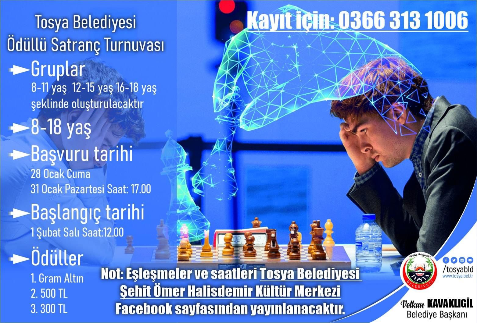 Tosya Belediyesi Ödüllü Satranç Turnuvası