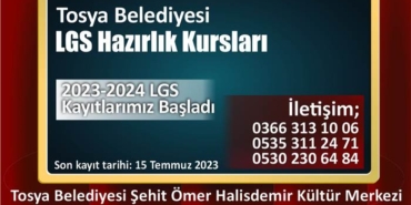 Tosya Belediyesi LGS Hazırlık Kurs Kayıtları Başladı