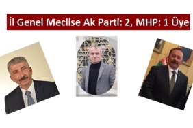 İl Genel Meclise Ak Parti: 2, MHP: 1 Üye