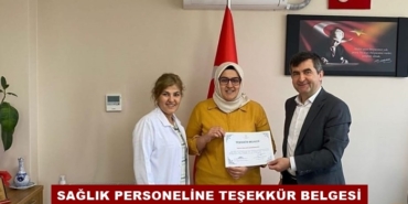 Sağlık Personeline Teşekkür Belgesi