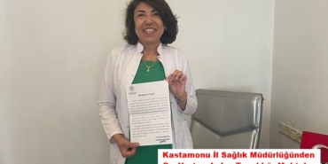 Kastamonu İl Sağlık Müdürlüğünden Dr. Nurten Arı’ya Teşekkür Mektubu