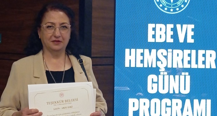 Bakanlıktan Hemşire Arzu Eski’ye Teşekkür Belgesi