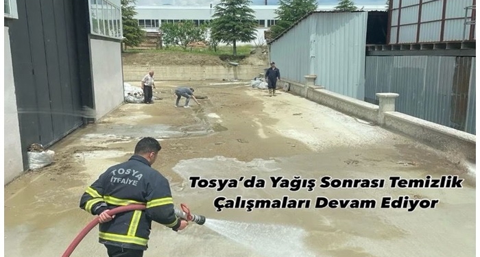 Tosya’da Yağış Sonrası Temizlik Çalışmaları Devam Ediyor