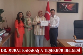 İl Sağlık Müdürlüğü’nden Dr. Murat Karakaş’a Teşekkür Belgesi