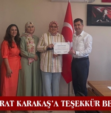 İl Sağlık Müdürlüğü’nden Dr. Murat Karakaş’a Teşekkür Belgesi