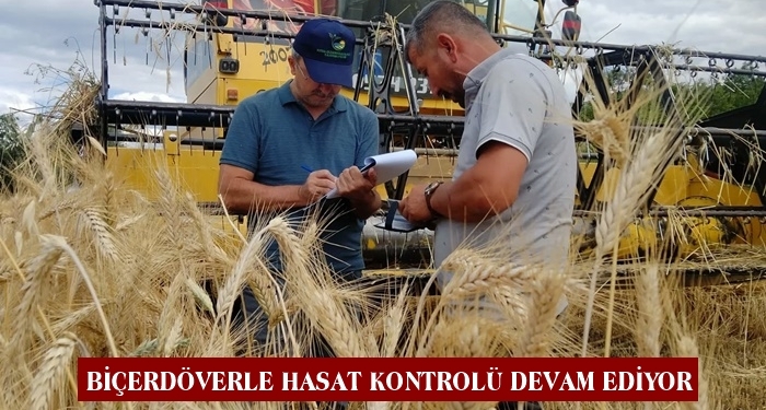 İlçe Tarım Orman Müdürlüğü’nden Biçerdöverle Hasat Kontrolü