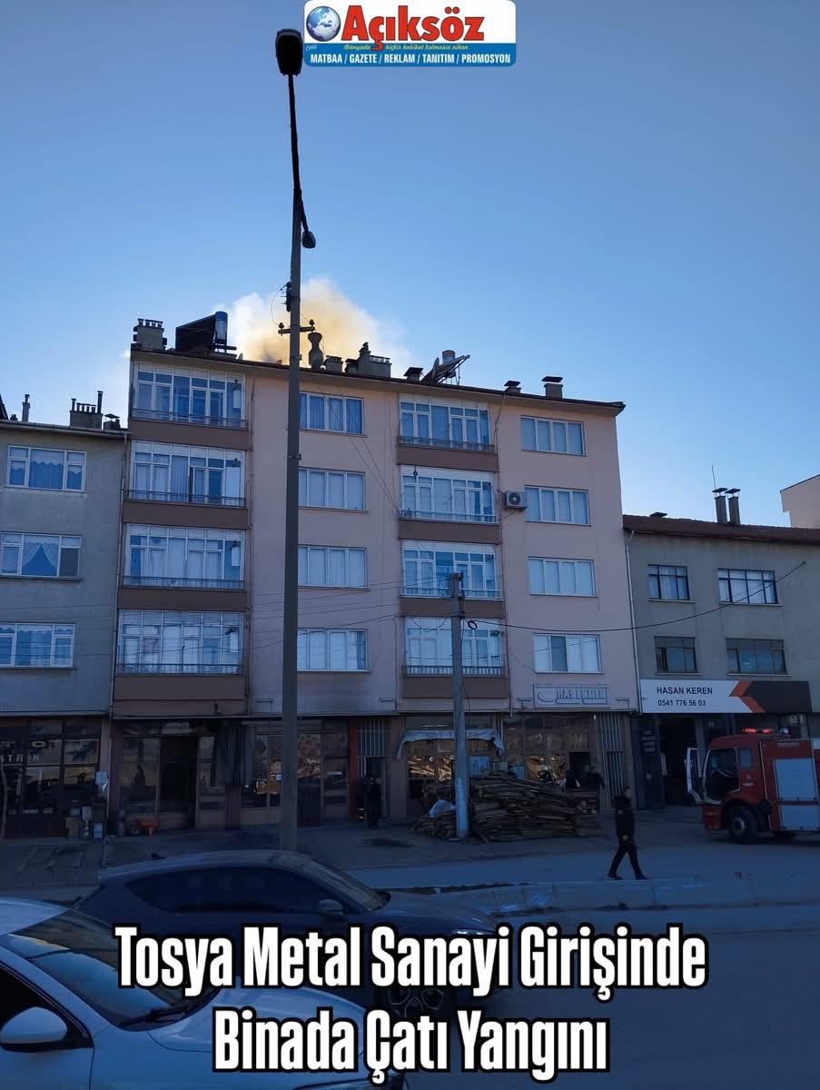 Tosya Metal Sanayi Girişinde Binada Çatı Yangını
