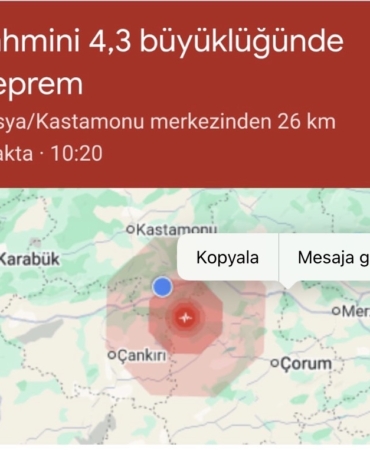 4,3 Büyüklüğünde Deprem Tosya’dan Hissedildi