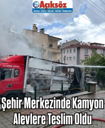 Şehir Merkezinde Kamyon Alevlere Teslim Oldu