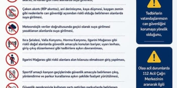 Valilikten Uyarı, Riskli Alanlar Kullanılamayacak