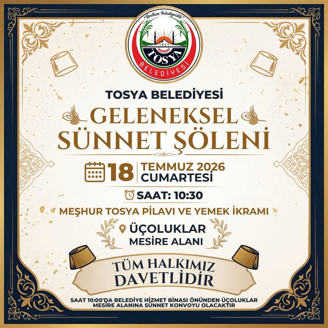Tosya Belediyesi Sünnet Şöleni Cumartesi Günü